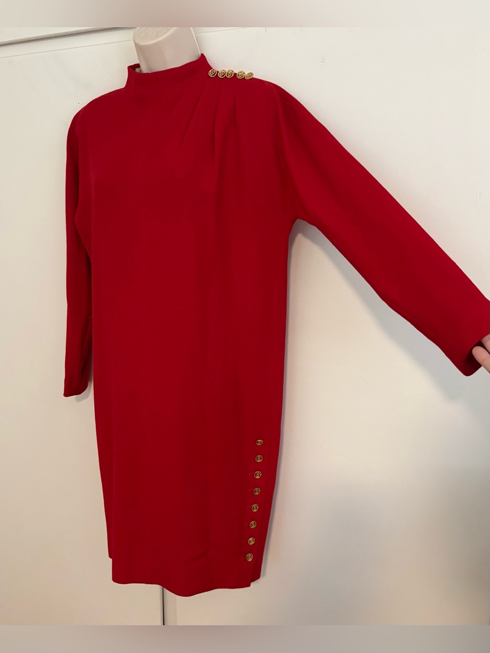 Vintage flawless Jones NY Size 6 Petite Long Sleeve Red Wool Dress USA Made